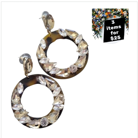 INC International Concepts Jewelry - INC International Concepts Tortoise Resin Crystal Embellished Bold Earrings